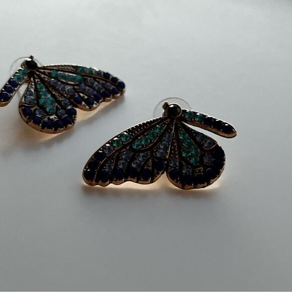 Rhinestone Butterfly Earrings - Picture 5 of 10